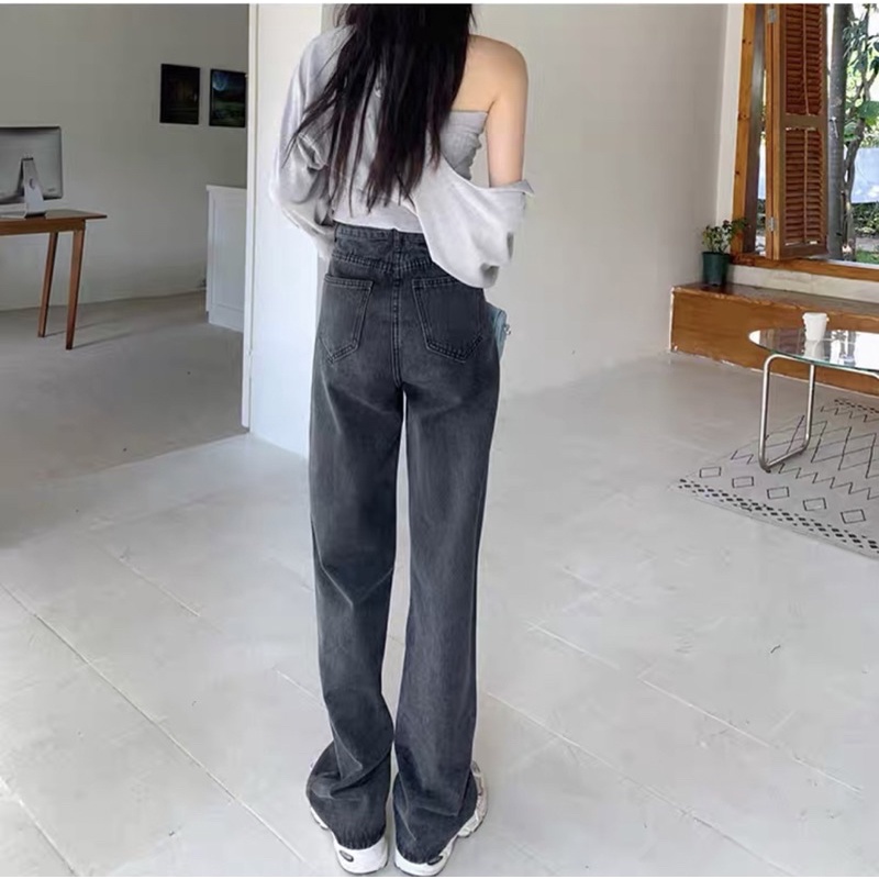 Quần jean ống rộng, quần jeans ống suông cạp cao mix mọi phong cách 2022