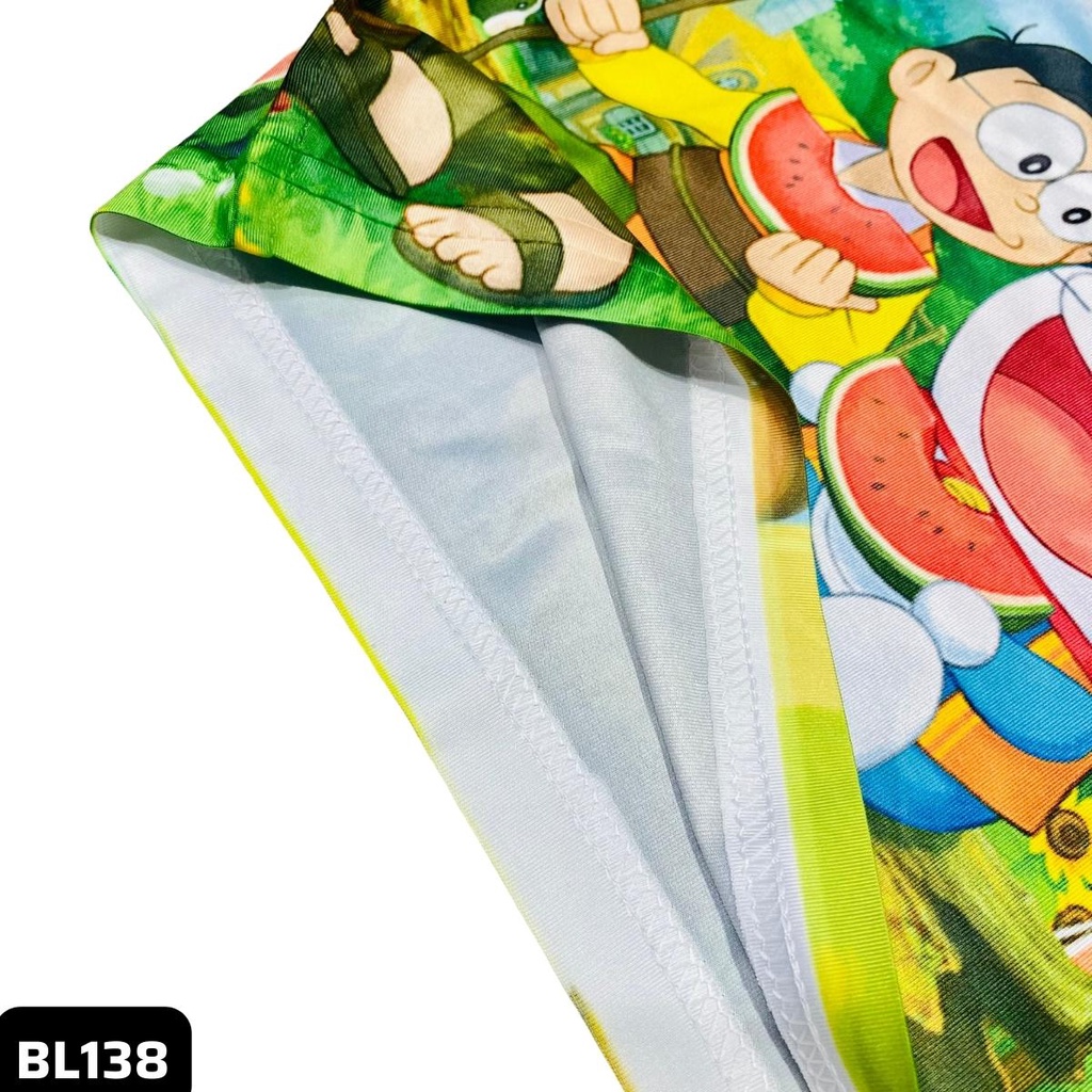 Quần áo trẻ em in 3D doraemon rừng xanh thun lạnh - Bộ ba lỗ bé trai size đại từ 10-60kg cao cấp Kunkun BL138