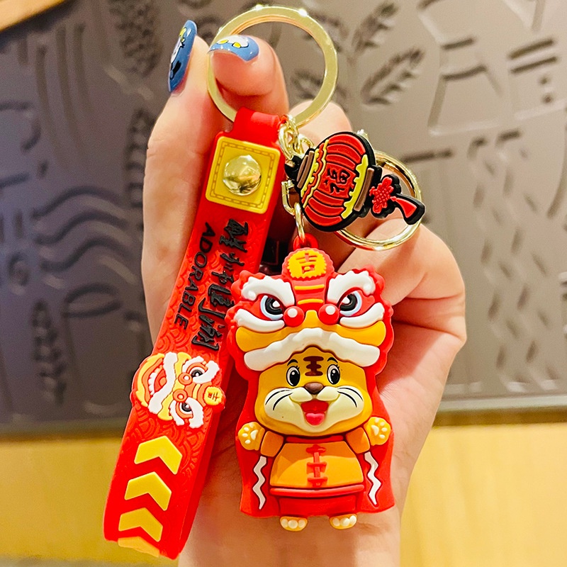 Móc Khóa Hình Sư Tử Phong Cách Trung Hoa Dễ Thương
