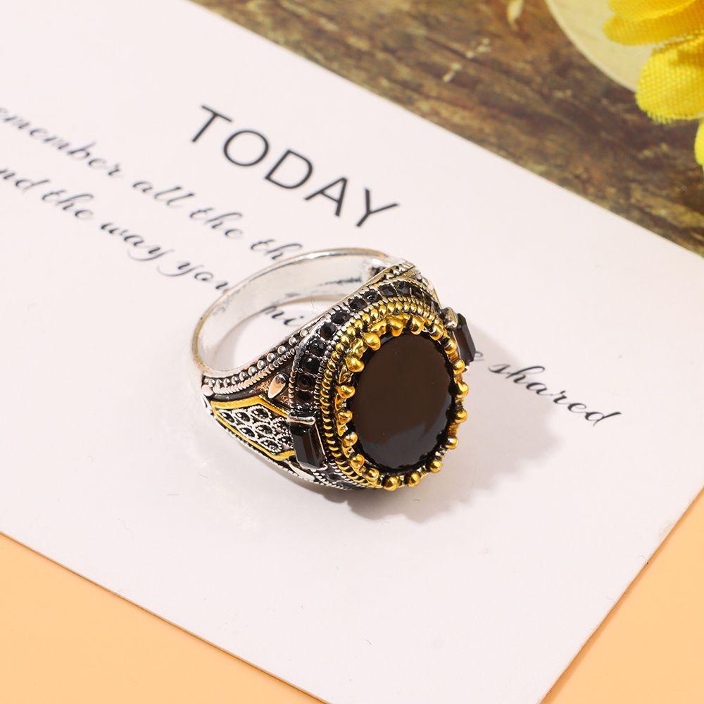 Nhẫn Nam Orentlii Size 6-13 Màu Đen Phong Cách Retro