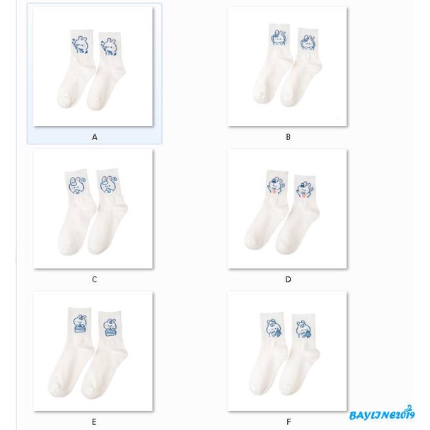 BAY-Vớ giữ ấm họa tiết thỏ hoạt hình dễ thương cho người lớn chạy bộ/thể thao