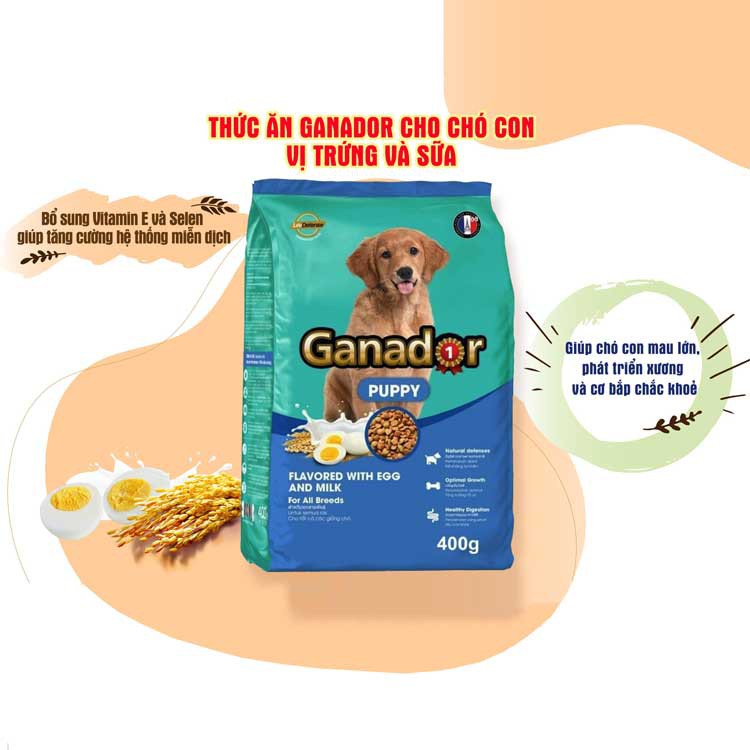 Thức ăn cho chó con Ganador PUPPY Egg &amp; Milk (vị trứng sữa) bao 20kg