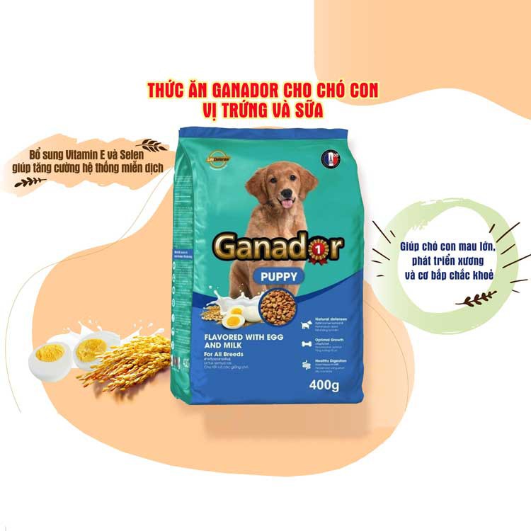 Thức ăn cho chó con Ganador PUPPY Egg &amp; Milk (vị trứng sữa) 400g