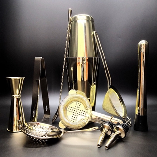 Sét 11 Dụng Cụ Pha Chế Cao Cấp Inox #304 - Màu Gold [ Thép Không Gỉ ]