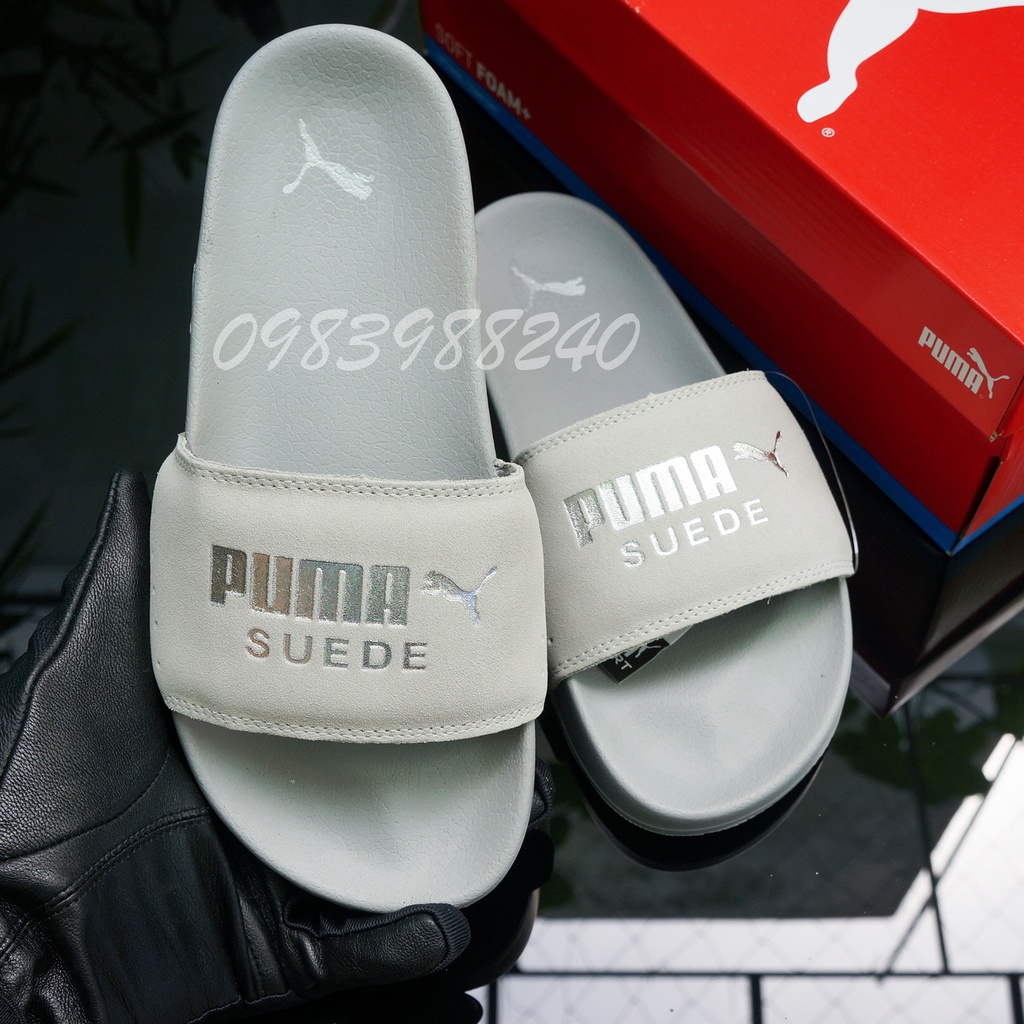 Dép Puma con báo da lộn FREE SHIP + hộp + VNXK tem tag hàng loại 1.1 đế mềm quai ngang hot trend nam nữ. BH Slippers