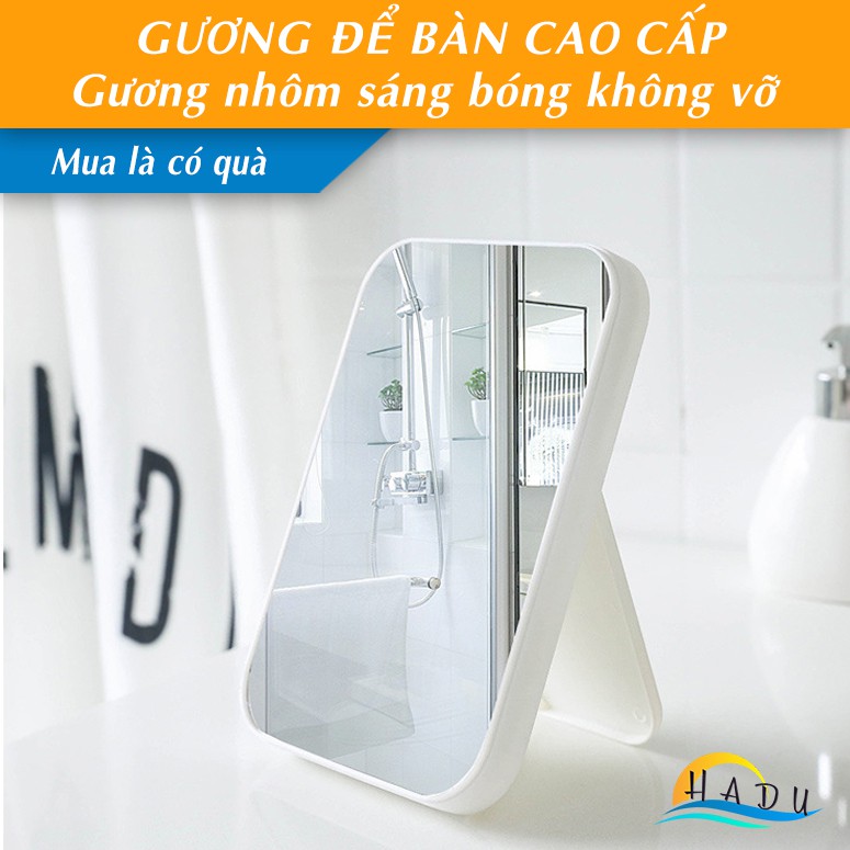 [FLASH SALE 3 NGÀY] Gương trang điểm để bàn HADU độ nét cao không vỡ gấp gọn dễ dàng đơn giản tạo nên sang trọng