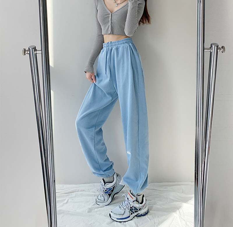 IELGYQuần Thể Thao Dây Rút Lưng Cao Dáng Suông Nhiều Màu Sắc Tùy Chọn Xu Hướng Mỹ Cho Nữ