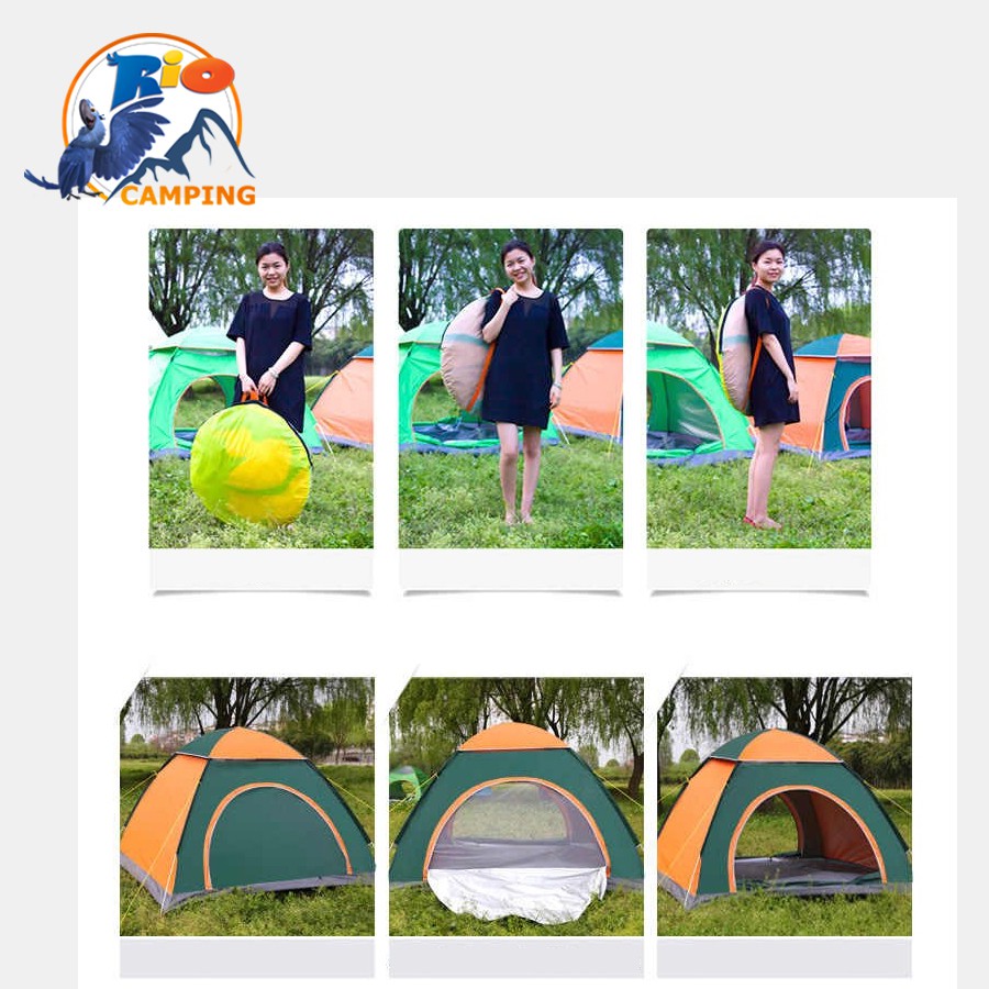 Lều cắm trại tự bung Rio Camping dùng cho 3-5 người thiết kế màn chống muỗi