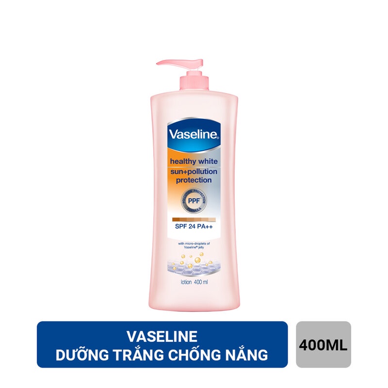 Sữa Dưỡng Thể Vaseline Làm Sáng Da & Chống Nắng 400ml Healthy White Sun + Pollution Protection Body Lotion SPF 24 PA++