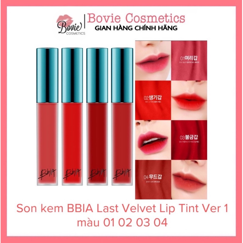 Son kem BBIA Last Velvet Lip Tint Ver 1 màu 01 02 03 04