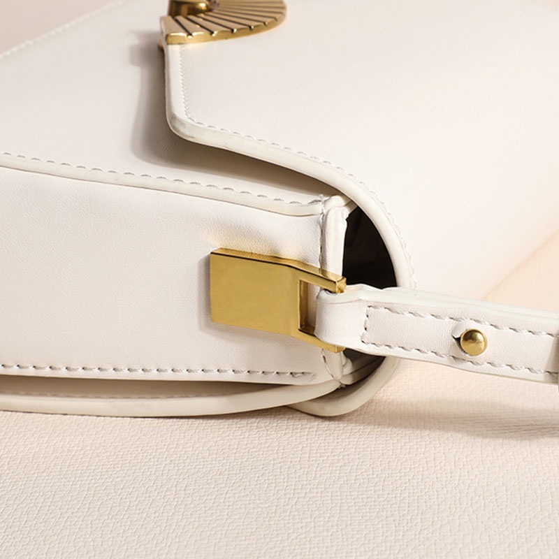 Túi Đeo Vai Một Bên Vai Có Khóa Hình Quạt Phong Cách niche Cổ Điển Dành Cho Bạn Nữ