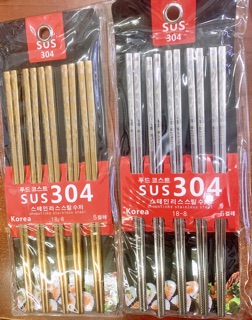 Đũa INOX 304 (Vỉ 5 đôi) - Bạc