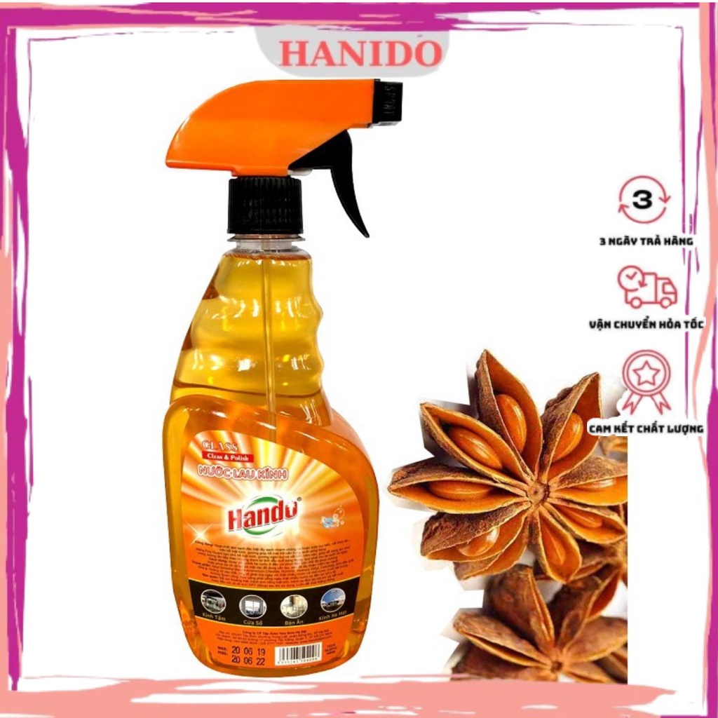 Nước Lau Kính siêu sạch Hando Hương Quế 600ml