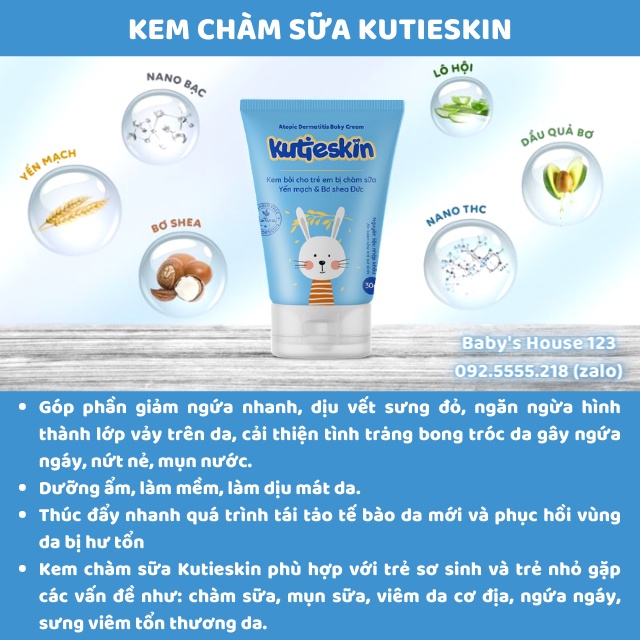 KUTIESKIN - BỘ SẢN PHẨM CHĂM SÓC LÀN DA BÉ [DƯỠNG ẨM, CHÀM SỮA, NGỨA, HĂM, KUTIE SKIN]