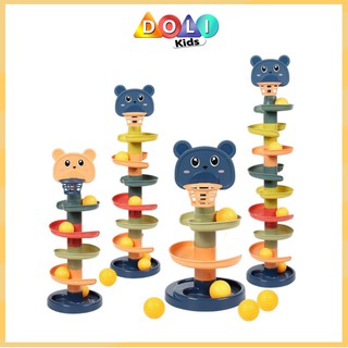 Thả bóng xoay tròn, Tháp bóng lăn cầu trượt bóng tầng trò chơi vận động cho bé yêu Doli Kids