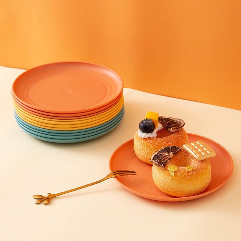 Set 8 Khay Đựng Sushi/Đồ Tráng Miệng/Snack Bằng Nhựa Màu Trơn Có Đế Đỡ Dùng Trong Nhà Bếp/Tiệc Tùng