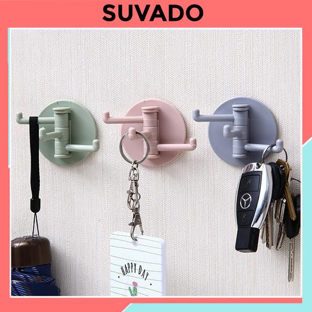 Móc treo dán tường chịu lực 3 chân bằng nhựa hình tròn để đồ nhà bếp phòng tắm khách ngủ B016 SUVADO
