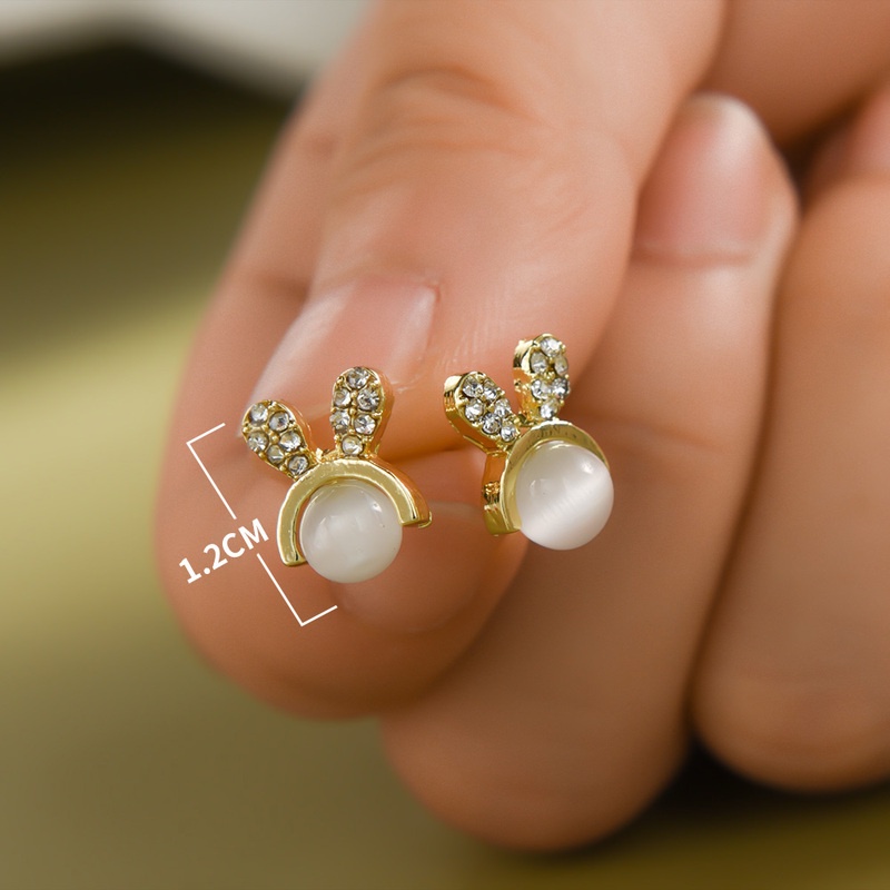 Khuyên Tai Hình Thỏ Đính Đá Opal Thời Trang Hàn Quốc Cho Nữ
