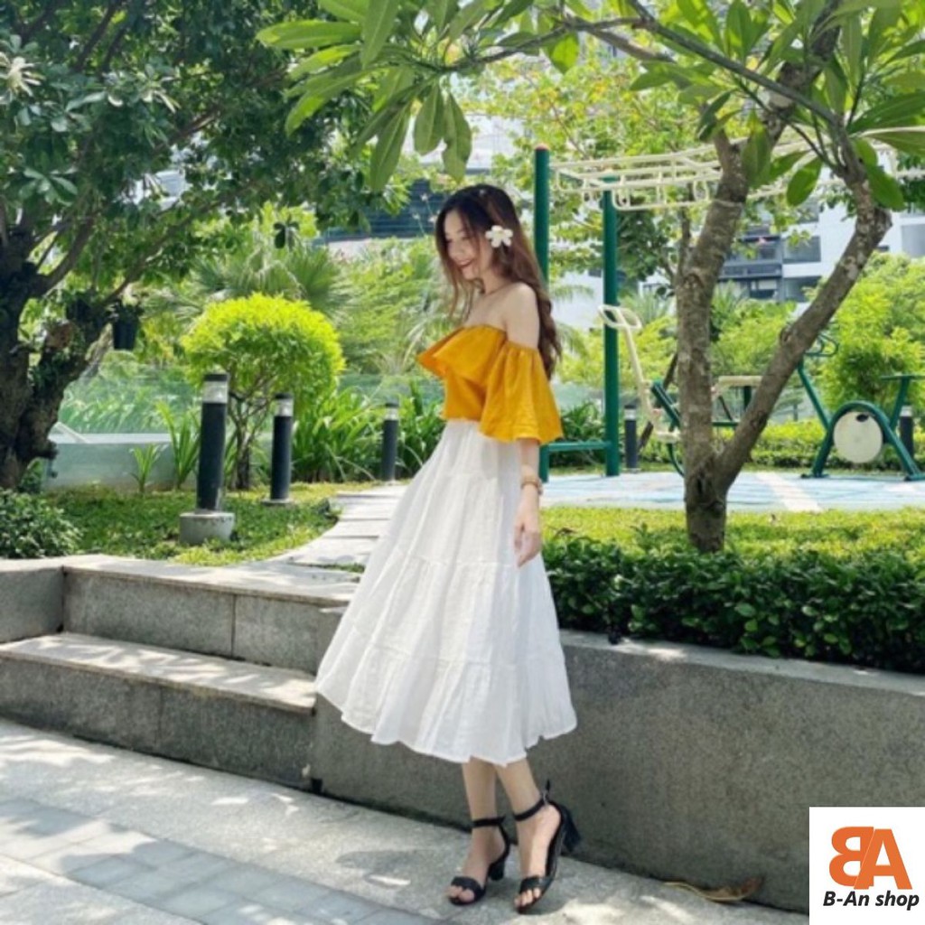 Chân váy tầng dài