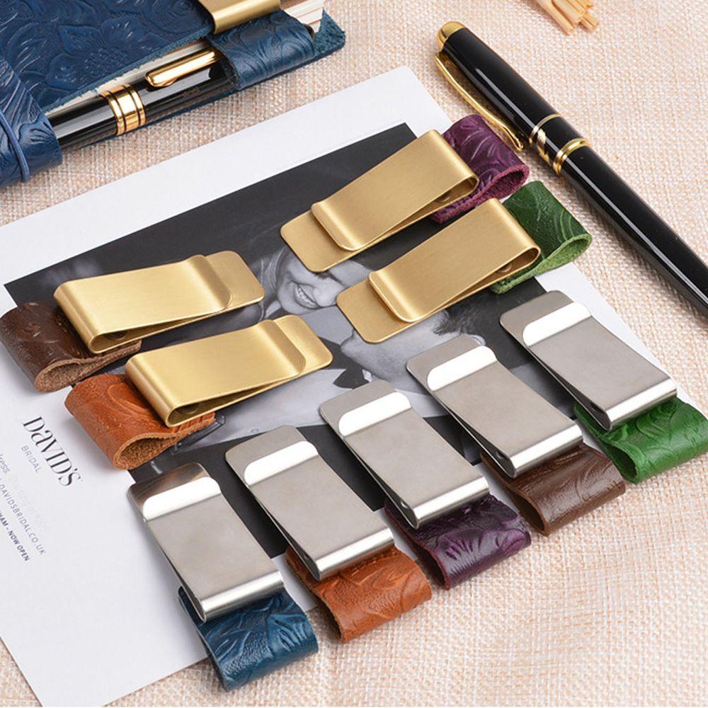 YOLA Notebook Holder Useful Stationery Portable Metal Memo Brass Pen Folder