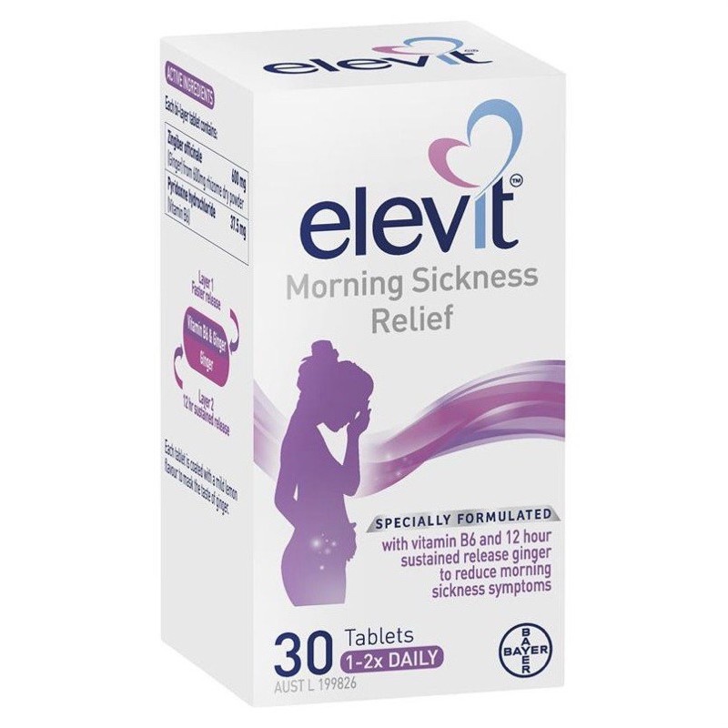 Elevit Giảm Triệu Chứng Ốm Nghén cho phụ nữ mang thai - 30 Viên Úc, đi air - Bayer Elevit Morning Sickness