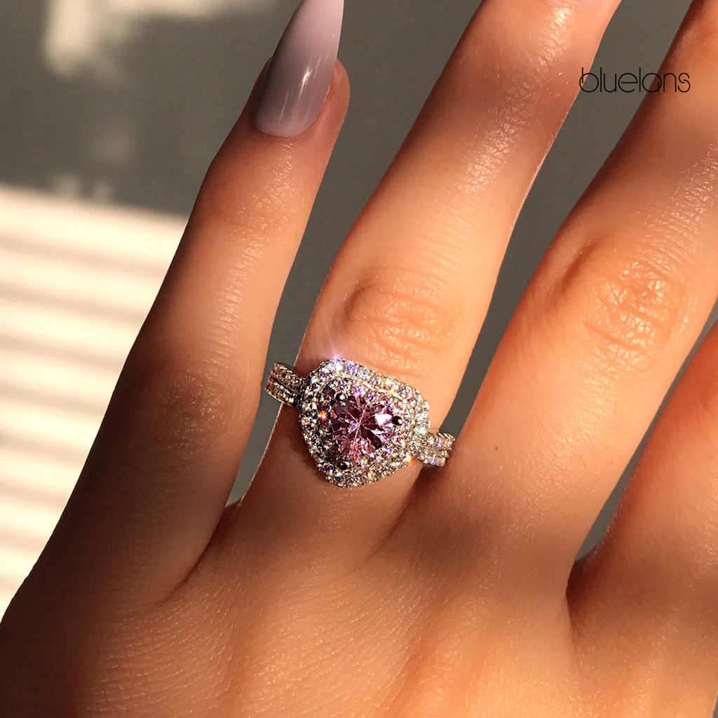 Nhẫn Bạch Kim Mạ Bạch Kim Đính Đá Zircon Toàn Diện