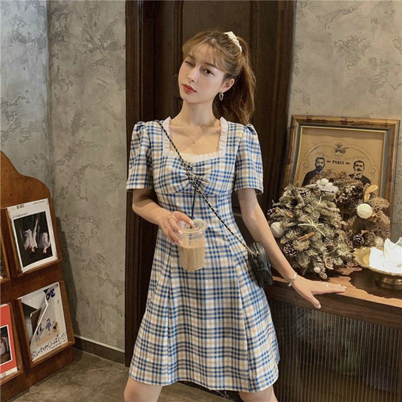 Váy đầm kẻ chữ A cổ ren Jameela | BigBuy360 - bigbuy360.vn