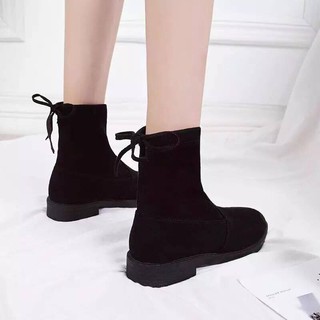 Bốt cổ trung buộc nơ sau gót đế 3p