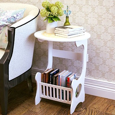 Bàn tròn có kệ để sách cao cấp, bàn để sách đầu giường độc đáo/kệ bàn tròn phong cách HÀN QUỐC