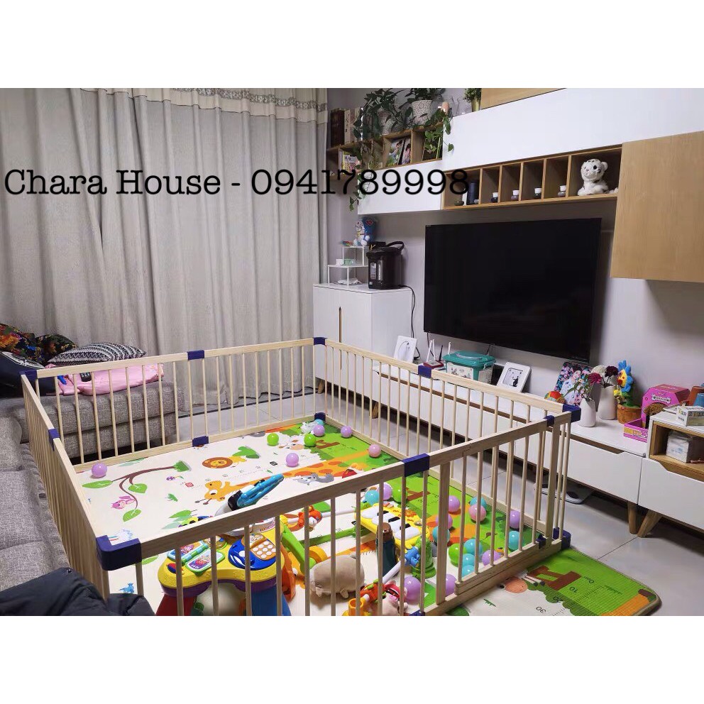 Quây gỗ thông cao cấp Jolly Baby Kích thước 1m5x2m ,1m8x2m