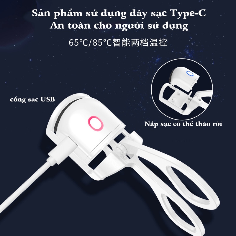 Máy Uốn Mi Điện Thông Minh Shrmeil Làm Cong Nhanh Chóng - Kẹp Bấm Mi 3d Siêu Nhanh Nhỏ Gọn Đa Năng, Có Kèm Sạc Usb