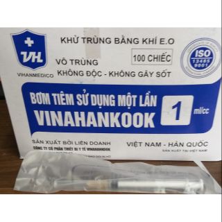 Bơm tiêm 1C kim 26 Vinahankook Hộp/ 100 cái.