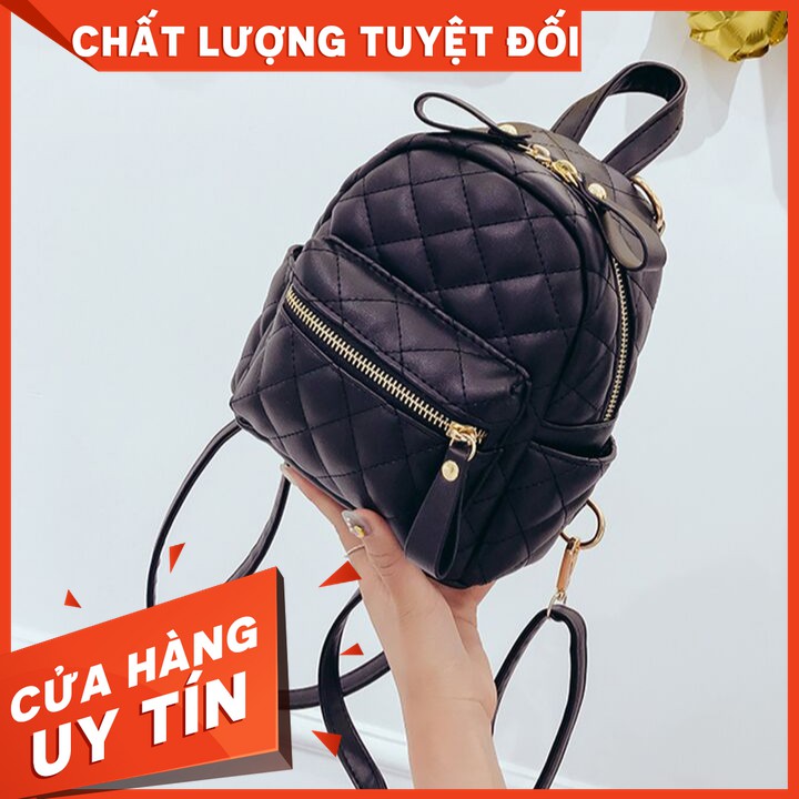 Balo nữ thời trang đa năng kết hợp túi đeo chéo da mềm dễ thương 3 màu đen/trắng/vàng