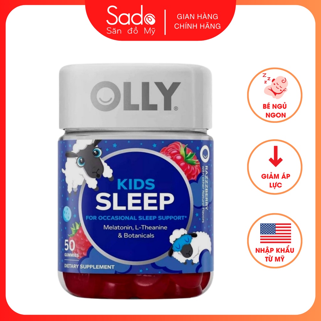 Kẹo Hỗ Trợ Giấc Ngủ Olly Kids Sleep Tỉnh Táo Giảm Căng Thẳng Thư Thái Dẻo Thơm Ngon Không Tác Dụng Phụ Cho Bé Lọ 50 Viên