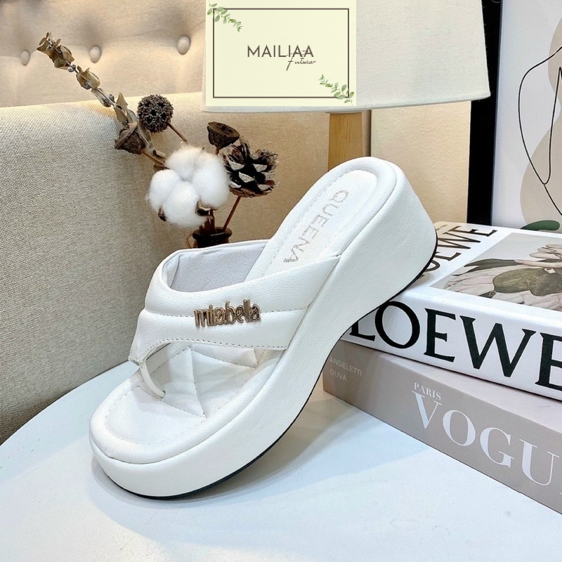 Dép đế xuồng 6 phân MAILIAA mã 001 quai xỏ ngón gắn chữ 5 màu