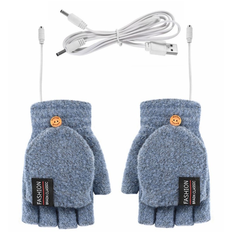 Găng Tay Hở Ngón Giữ Ấm Có Cổng USB Cho Nam Nữ