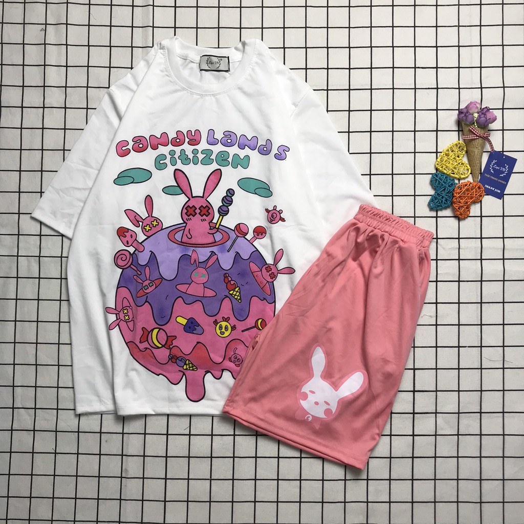 Set Bộ Cartoon In hình 3D VƯƠNG QUỐC CANDY Lapi VN Đồ Bộ Cartoon, Freesize, Thun Cotton, Nam Nữ Đều Mặc Được