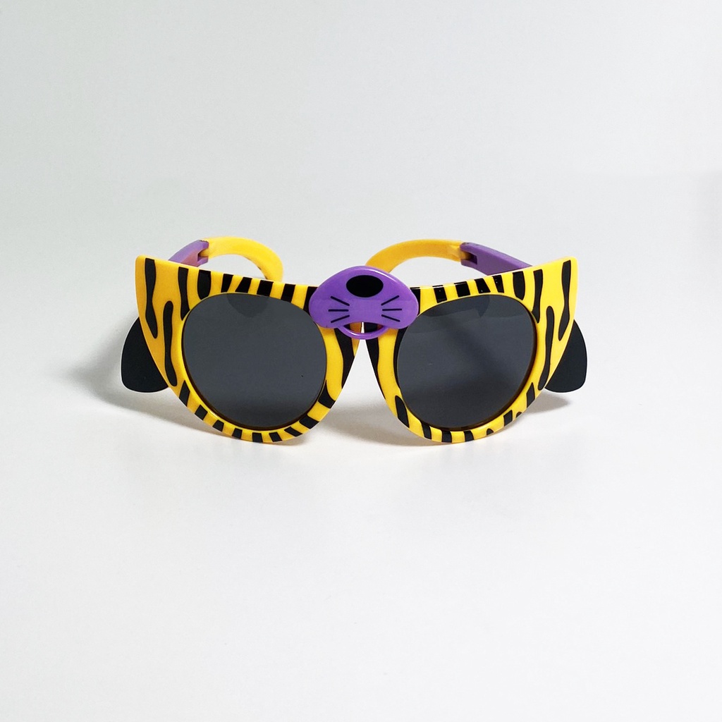 Kính mát trẻ em thời trang JJ855 gọng nhựa dẻo,kiểu kính gấp gọn hình chú báo siêu đáng yêu dành cho bé từ 1 đến 6 tuổi