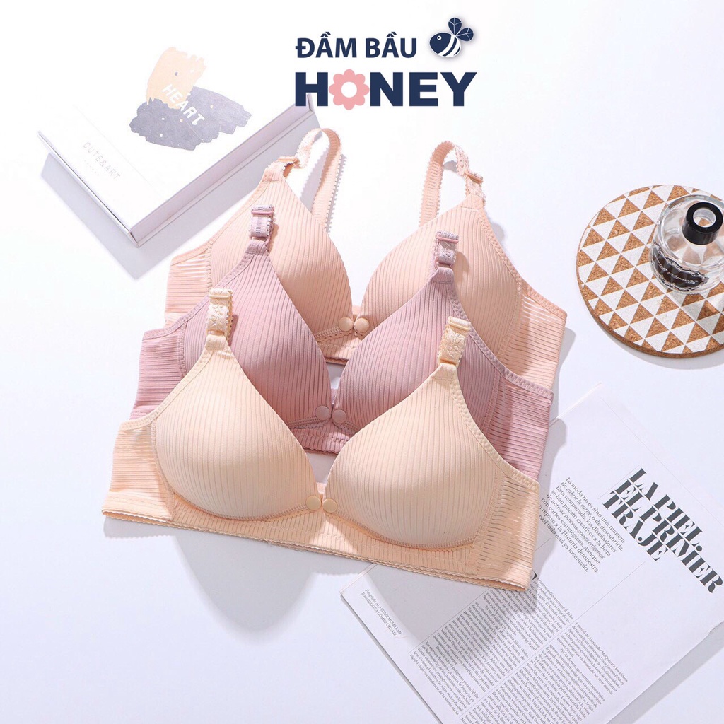 HONEY - Áo lót bầu cho con bú Chống chảy sệ ngực chất cotton  mặc bầu và sau sinh cho bé bú