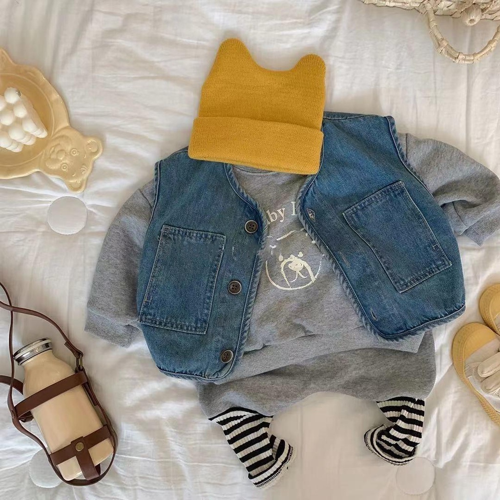 Áo Vest Bé Trai Denim Thông Thường Linh Hoạt