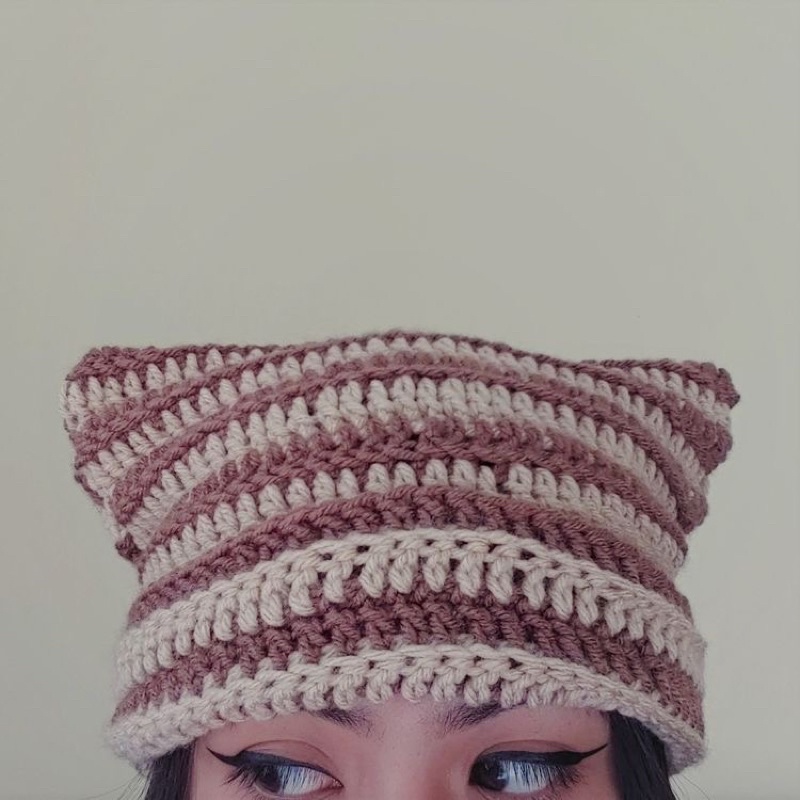 NÓN LEN TAI MÈO THỜI TRANG. NÓN HANDMADE LEN