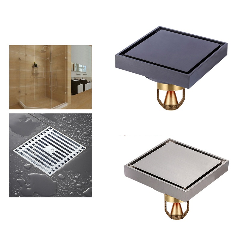 Nắp Đậy Cống Thoát Nước Sàn Nhà Hình Vuông Bằng Đồng Thau Chống Tắc Nghẽn