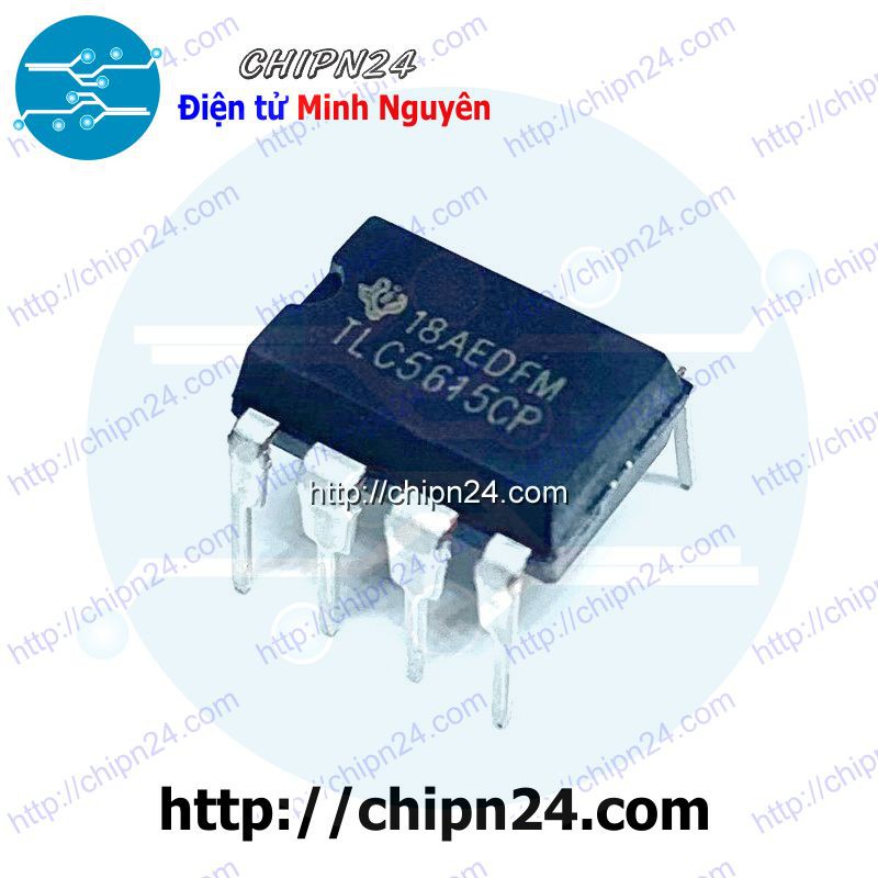 [1 CON] IC TLC5615 DIP-8 (TLC5615CP 5615) (Bộ chuyển đổi DAC 10 bit 12.5us)