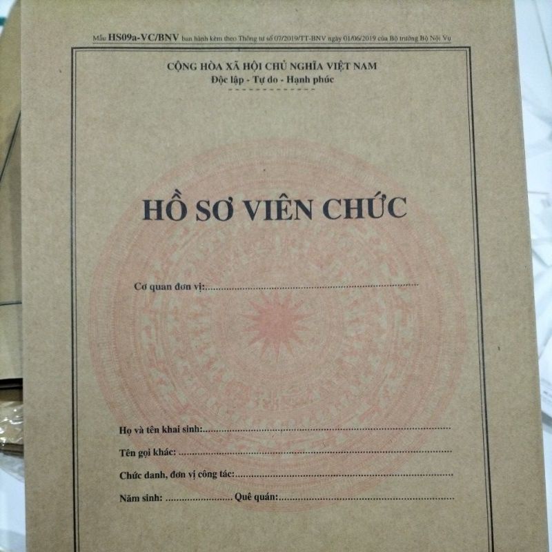 Túi hồ sơ viên chức mẫu HS09a giấy dày dai đáy 5cm (5 cái)