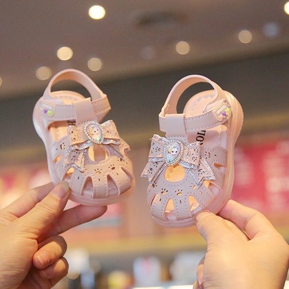 Sandal Tập Đi Họa Tiết Nơ Hình Công Chúa Đáng Yêu Cho Bé Gái 1 - 4 Tuổi Đế Êm Chống Trơn Chống Vấp ( 661 )