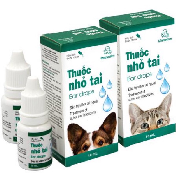 Dung dịch nhỏ tai VEMEDIM 10ml cho chó mèo - Loại bỏ vi khuẩn và nấm ngứa ở tai thú cưng
