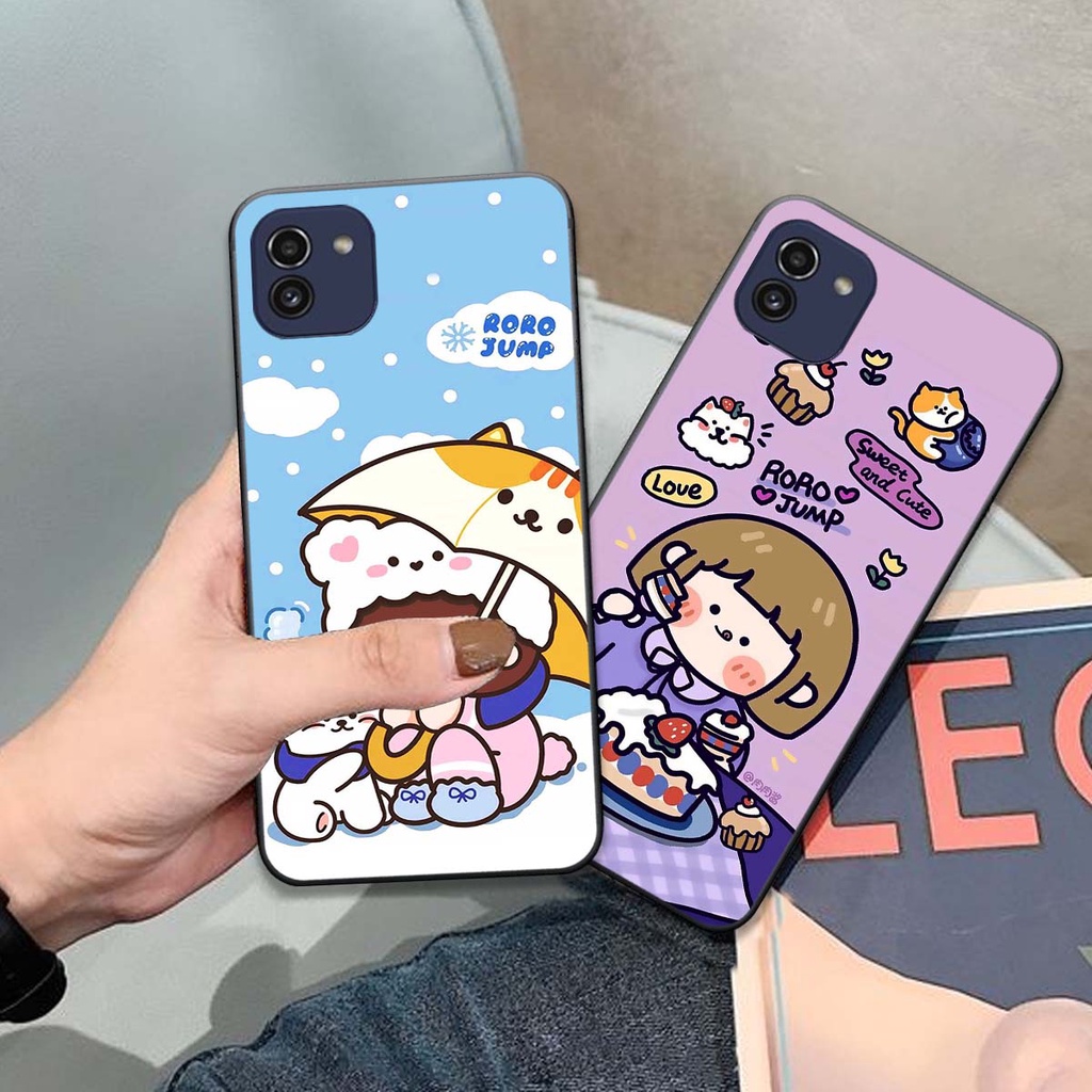 Ốp Samsung A03 HÀNG LOẠI 1 . Vỏ lưng SS in hình RoRo Jump cute
