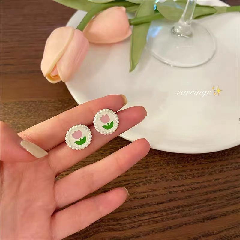 Bông Tai Hình Tròn Đính Ngọc Trai Dễ Thương Thời Trang 2022