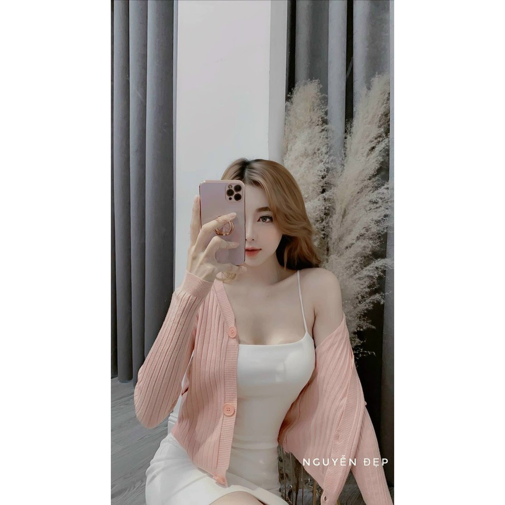 Áo khoác len quảng châu cadigan basic 3 cúc xinh LB95