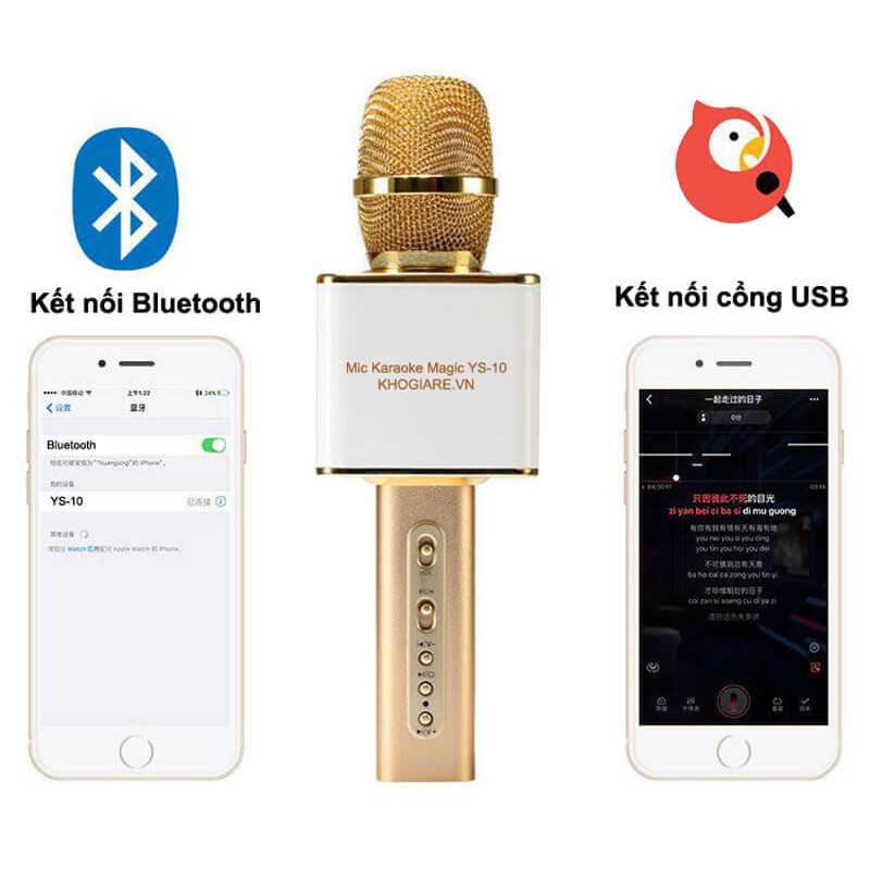 Mic Kèm Loa Bluetooth YS10 Cao Cấp 3 Trong 1 Đa Chức Năng